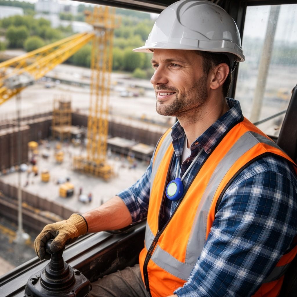 Worker using AI assistant on site
