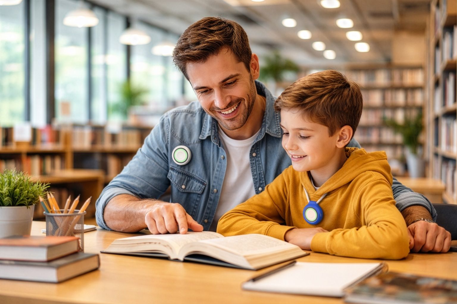 Students using Connection badges